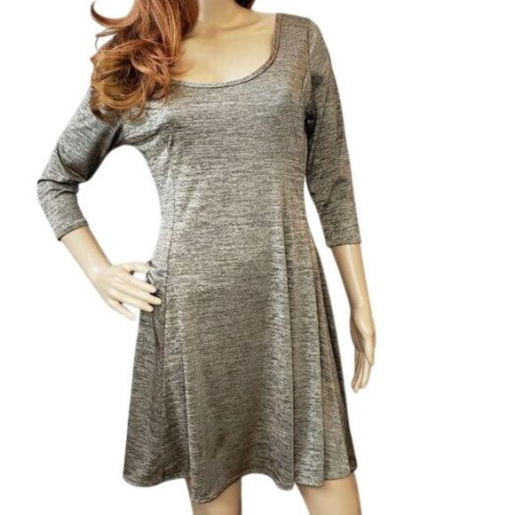 Rag Therapy Womens Medium Metallic Heathered Knit 3/4 sleeve Dress Medium - Picture 1 of 5